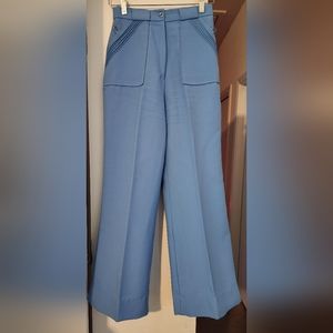 Vintage 1970s Woolco Stroller Blue Women's Pants Bell Bottoms Flare Sz 10 Disco